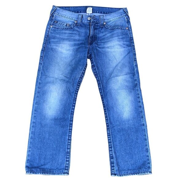 VINTAGE True Religion Jeans Size 34 STRAIGHT Blue - Picture 5 of 8